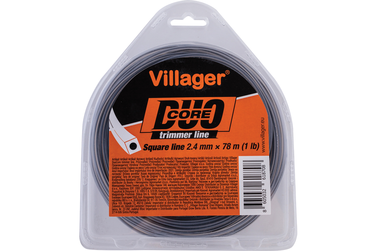 Silk za trimer 2.4mm X 390m (5LB) - Duo core - Četvrtasta nit Villager