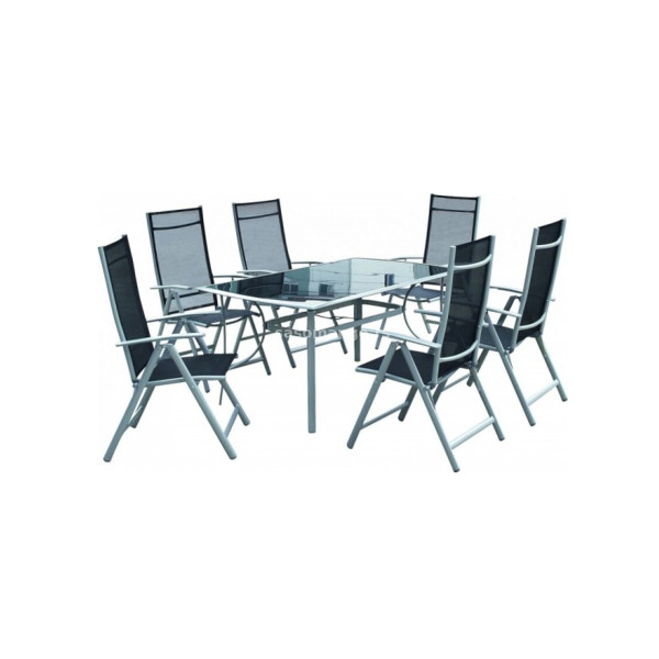 Bastenski set CORSICA - sto + 6 stolica metalni 