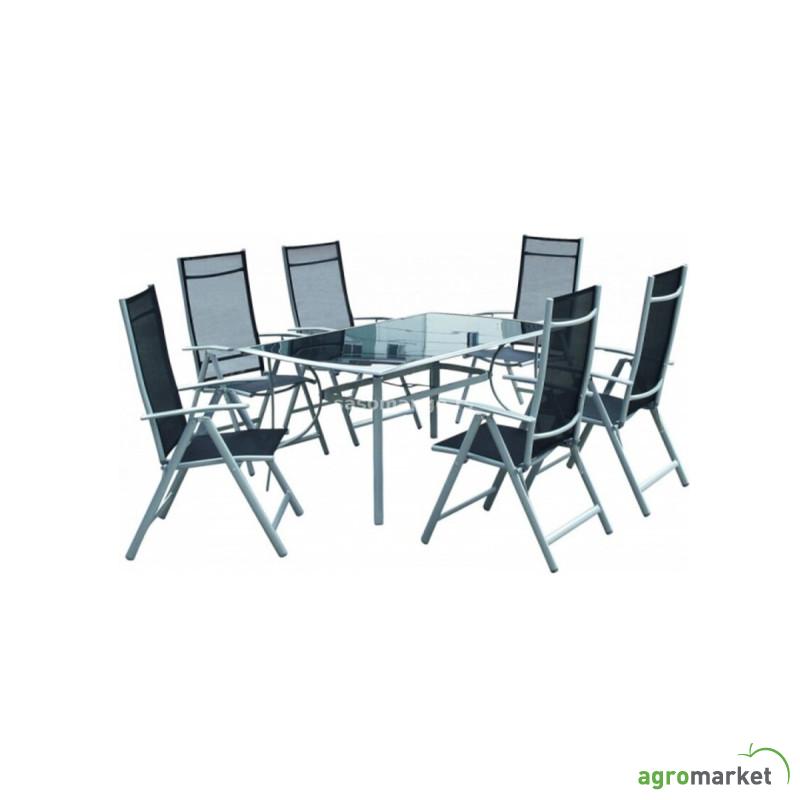 Bastenski set CORSICA - sto + 6 stolica metalni 
